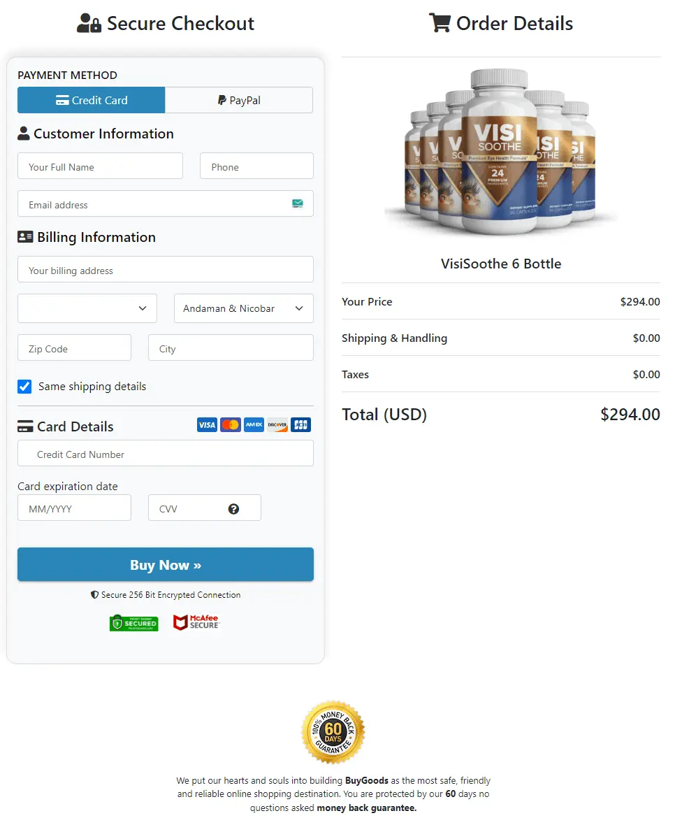 VisiSoothe BuyGoods-Secure-Checkout